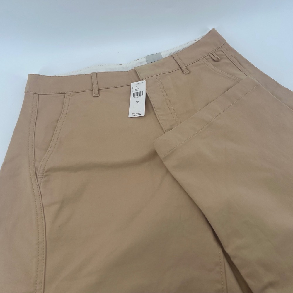 Maeve Anthropologie Crop Pants Womens 6 Khaki Tan Wide Leg Seam Detail NEW